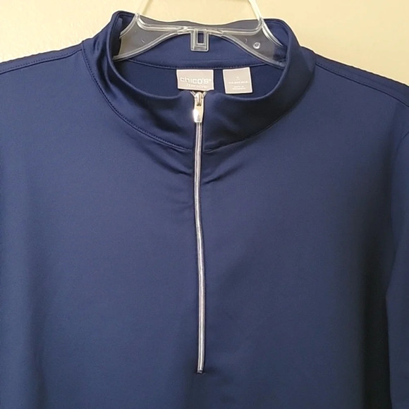 Chico's Blue Quarter-Zip Sweatshirt - Picture 2 of 8